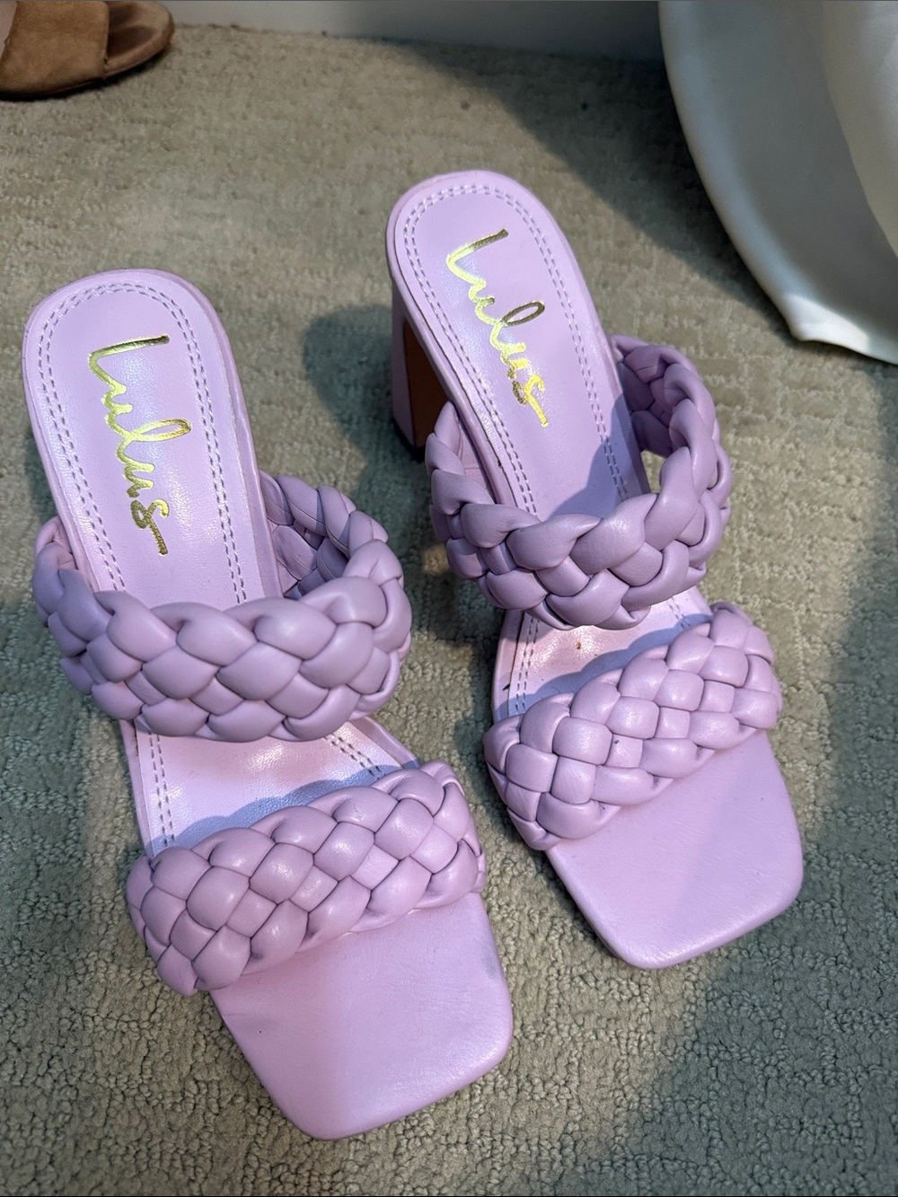 Lulu's Lavender Braided Double-Strap Block Heels